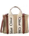 CHLOÉ CHLOÉ WOODY MINI CANVAS & LEATHER TOTE