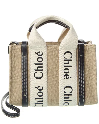 Chloé Woody Small Canvas Tote In Brown