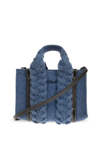 Chloé Woody Mini Shopper Bag In Blue