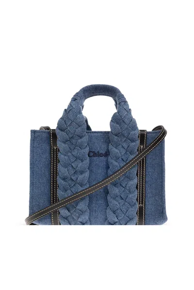Chloé Woody Mini Shoulder Bag In Blue