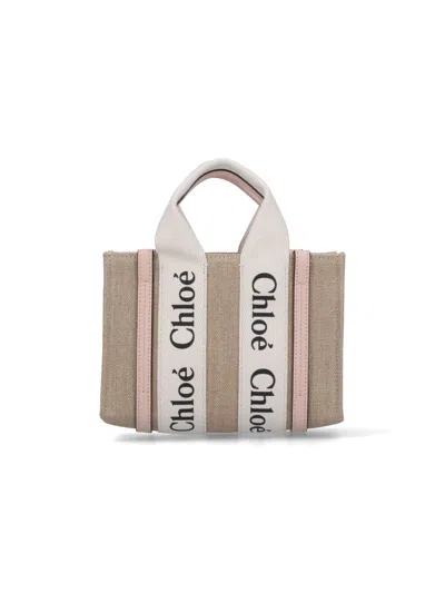 Chloé Woody Mini Tote Bag In Pink