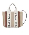 Chloé White And Brown Woody Mini Tote Bag In Nude