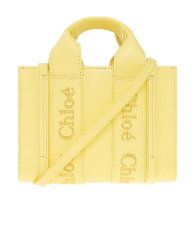 Chloé Woody Mini Tott Bag In Yellow