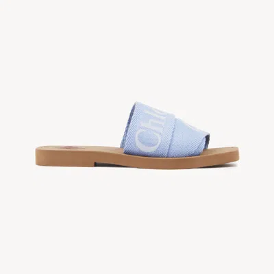 Chloé Woody Mule Blue Size 8 100% Linen