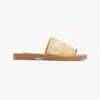 Chloé Mules Woody Femme Laiton Doré Taille 38 90% Lin, 10% Polyester In Golden Brass
