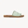 Chloé Woody Mule Green Size 3 90% Linen, 10% Polyester In Green