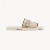 Chloé Beihe Brown Canvas Woody Flats In Multicolor