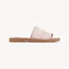 Chloé Mules Woody Femme Rose Taille 38 90% Lin, 10% Polyester In Pink