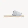 Chloé Womens Chloe Woody Logo-embroidered Linen Mules In Purple