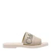 Chloé Woody Slides With Wide Soft Strap In Beige