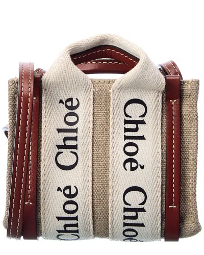 Chloé Chloè Woody Canvas And Leather Nano Bag In Multi