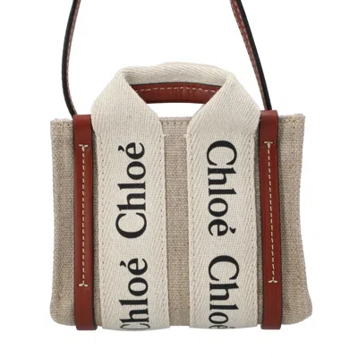 Chloé Chloè Woody Canvas And Leather Nano Bag In Multi