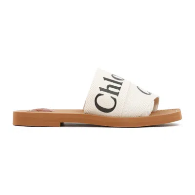 Chloé White Woody Open-toe Sandals In  White