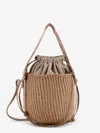 Chloé Woody Raffia Bucket Bag In Sand