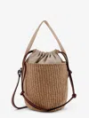 Chloé Woody Raffia Bucket Bag In Sand