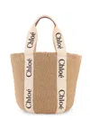 Chloé Woody Rafia Shoulder Bag In Neutral