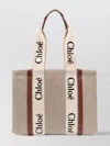 Chloé "woody" Rectangular Tote Bag With Dual Handles In Neutral