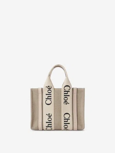 Chloé Small Woody Tote Bag In Dove Grey