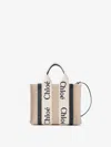 Chloé Woody Small Linen And Leather Handbag.this Bag Is Made With Lower Environmental Impact Material In Navy Blue