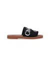 Chloé Woody Flat Logo Ribbon Slide Sandals