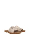 Chloé Beige Linen Woody Slippers In Gold