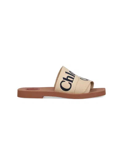 Chloé Woody Sandals In Beige