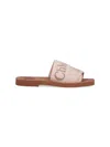 Chloé Beige Linen Woody Slippers In Beige
