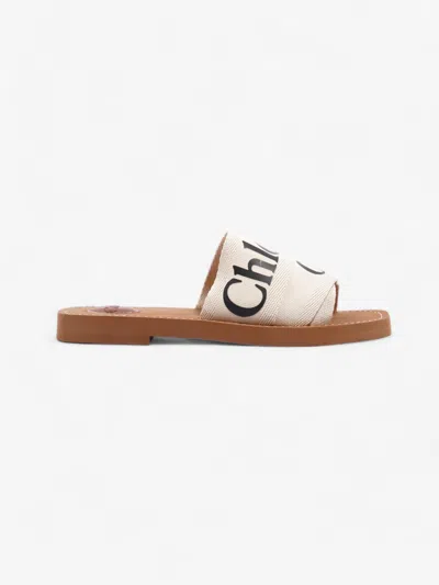 Chloé Woody Sandals Cream / Canvas In White