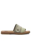 Chloé Flat Slide Sandals Open Toe Strap In Green