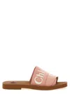 Chloé Pink Linen Blend Woody Slippers
