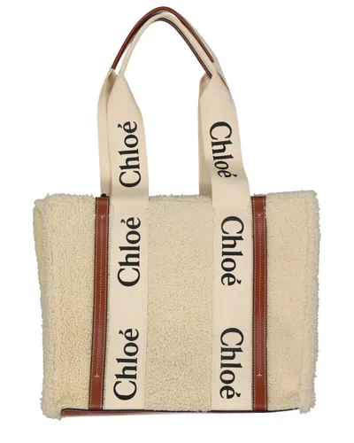 Pre-owned Chloé Woody Shearling Tote Bag, Never Carried (authentic Pre-loved)