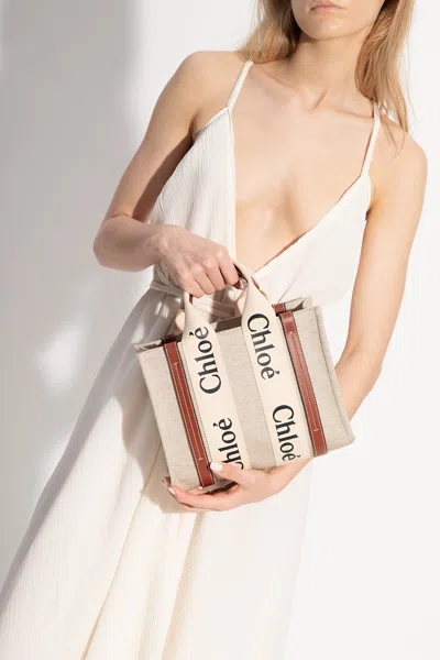 Chloé 'woody' Shopper Bag In Beige