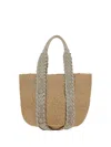 Chloé Large Woody Raffia Tote Bag In Pastel Grey