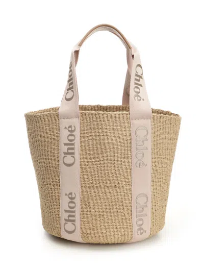 Chloé Woody Shoulder Bags Beige In Neutral