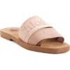 Chloé Woody Linen Flat Sandals In Pink