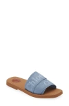 Chloé Woody Light Blue Slide Sandals In Washed Blue