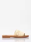 Chloé Slip-on Sandals With Embroidered Logo In Beige