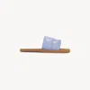 Shop Chloé Mules Woody Femme Bleu Taille 29 90% Lin, 10% Polyester In Blue
