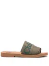 Chloé Khaki Woody Sandals In Brown