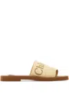 Chloé Slip-on Sandals With Embroidered Logo In Neutrals