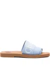 Chloé Woody Linen-blend Flat Mules In White