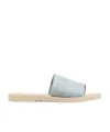 Chloé Womens Chloe Woody Logo-embroidered Linen Mules In Blue