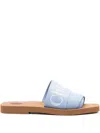 Chloé Logo-detail Flat Slides In Blue