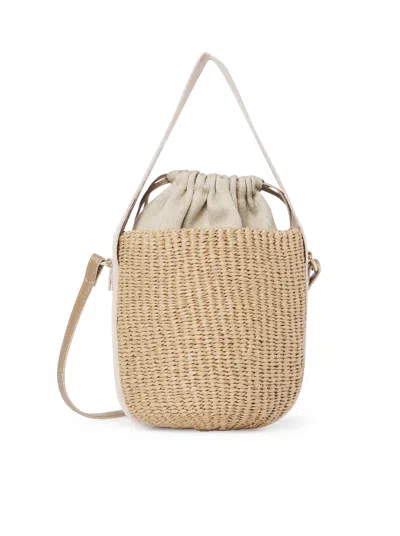 Chloé Woody Small Basket Bag In Natural Fibres