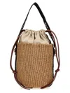 Chloé Woody Small Mifuko Basket Bag In Fair Trade Paper Embellished With Linen In Beige
