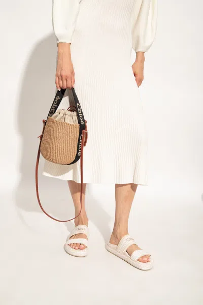 Chloé ‘woody Small' Bucket Shoulder Bag In Beige