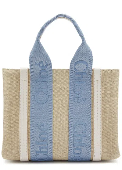 Chloé Chloe Woody Small Canvas Tote In Blue