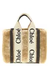 Chloé Small Woody Tote Bag In Shearling In Neutral