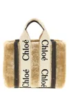 Chloé Small Woody Tote Bag In Shearling In Neutral