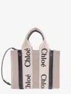 Chloé Woody Small Linen And Leather Handbag.this Bag Is Made With Lower Environmental Impact Material